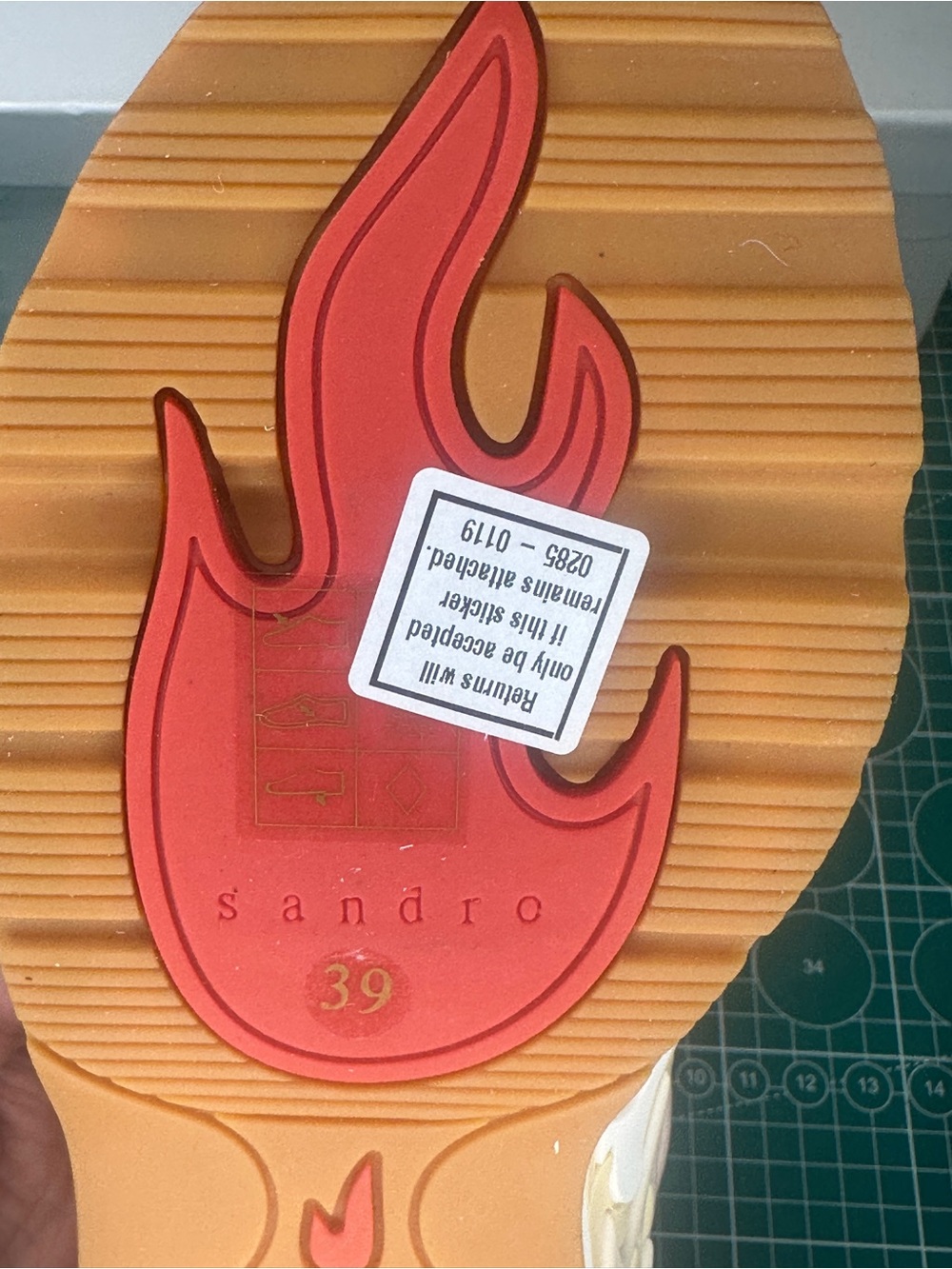 Sandro Flame White Sneakers with Red Lining and Yellow Pull Tab - Picture 8 of 15